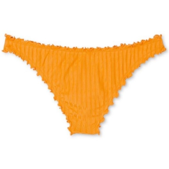 RIBBED Ruffle High Leg Extra Cheeky Bikini Bottom Shade & Shore Golden Yellow - Picture 4 of 6